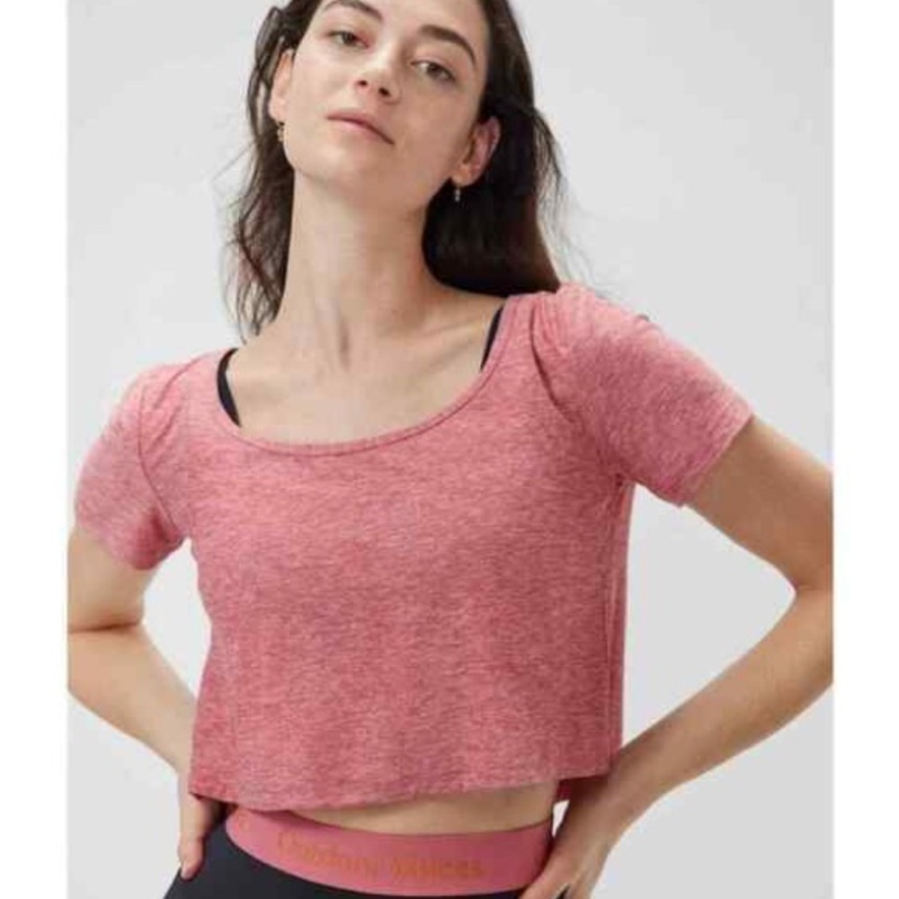Outdoor Voices Spacedye Desert Rose All Day Crop Tee sz M